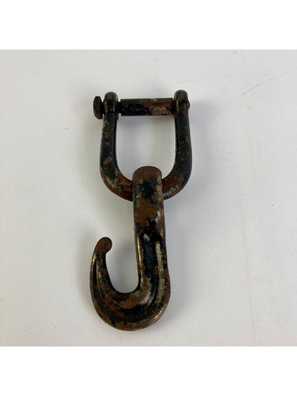 Vintage Cast Iron Hook w/ Clevis Hanging Antique Black